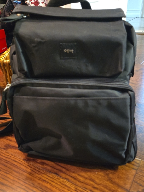 Esprit Handbags - Esprit Vintage 90's Black Nylon Backpack with Front Zip Pocket